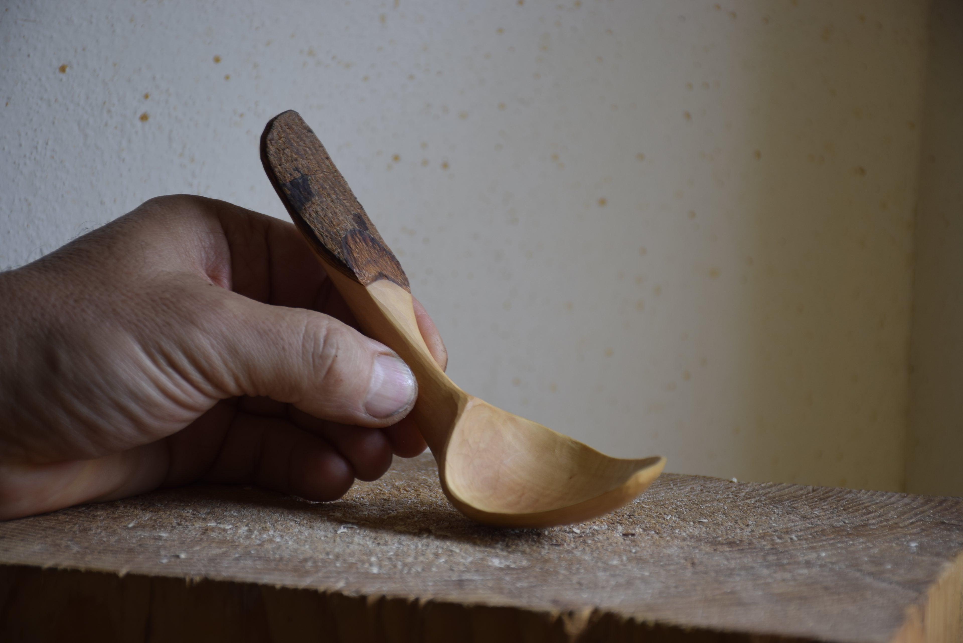 Loquat wood serving spoon