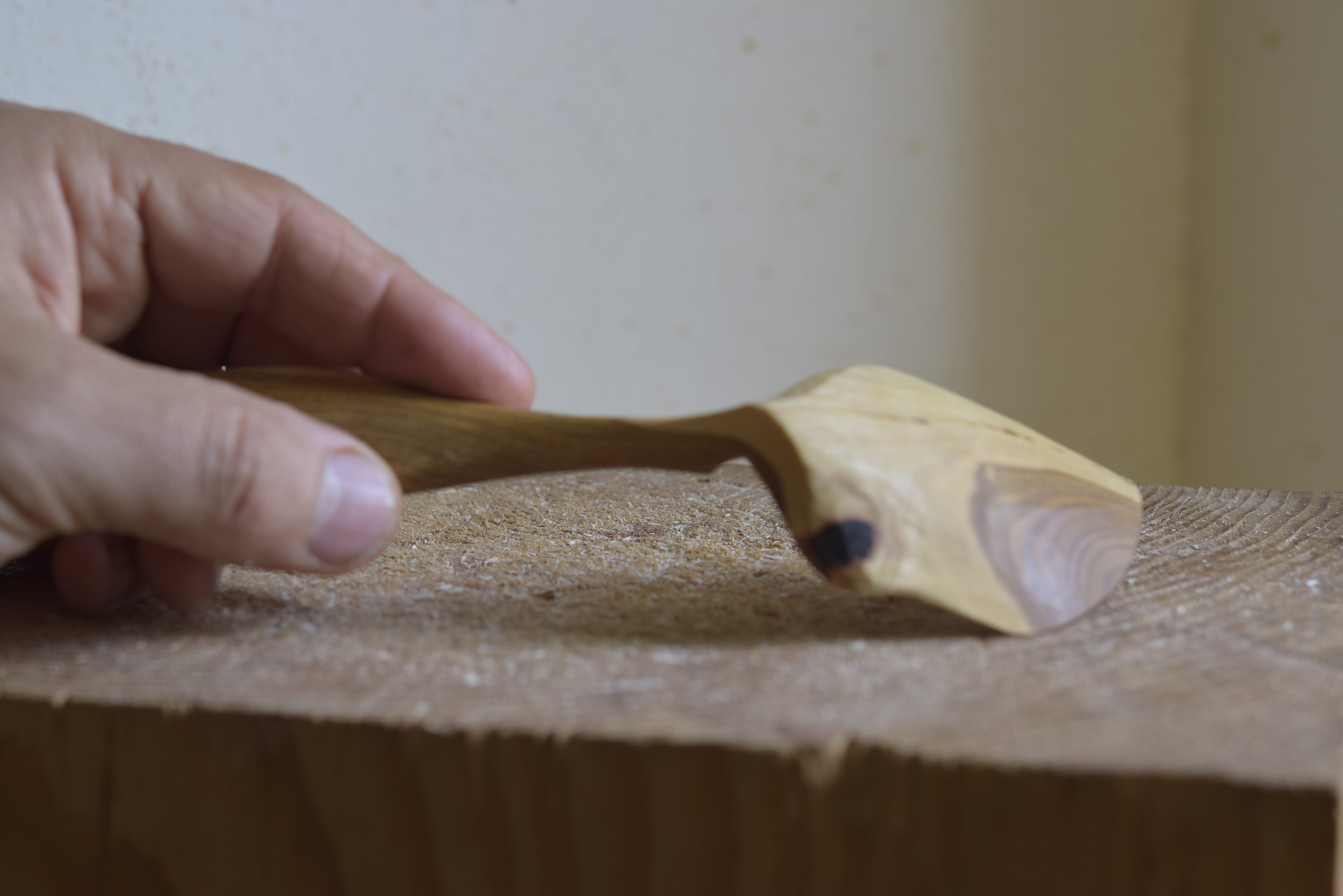 A cooking spoon made of forest wood